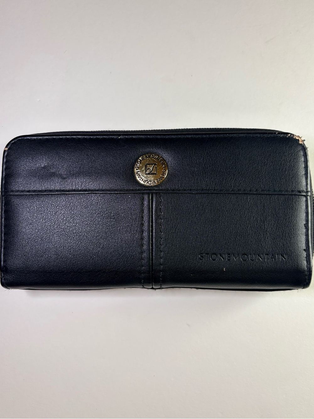 Stone Mountain Black Leather Zip Around Wallet Organizer